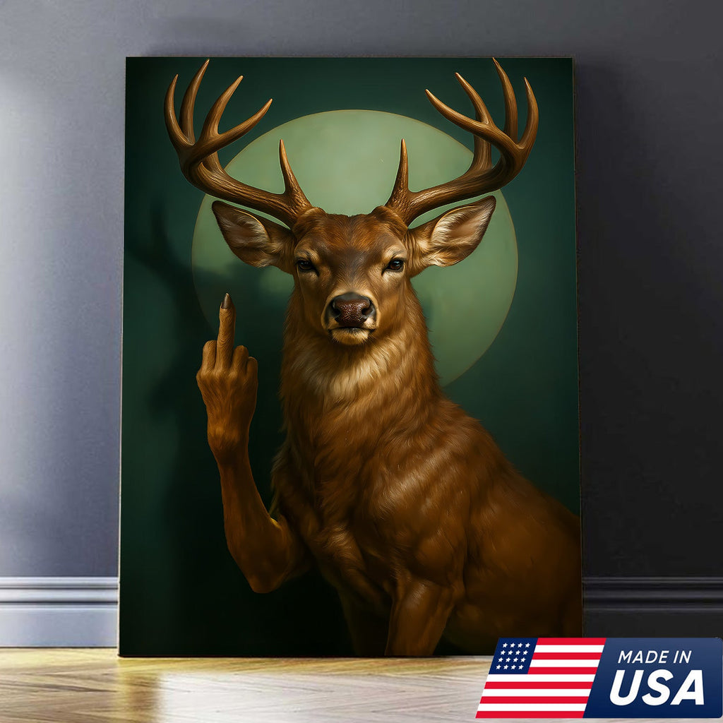 Funny Fukin Deer Wall Art – Sarcastic Wildlife Canvas for Hunters, Man Cave & Cabin Decor