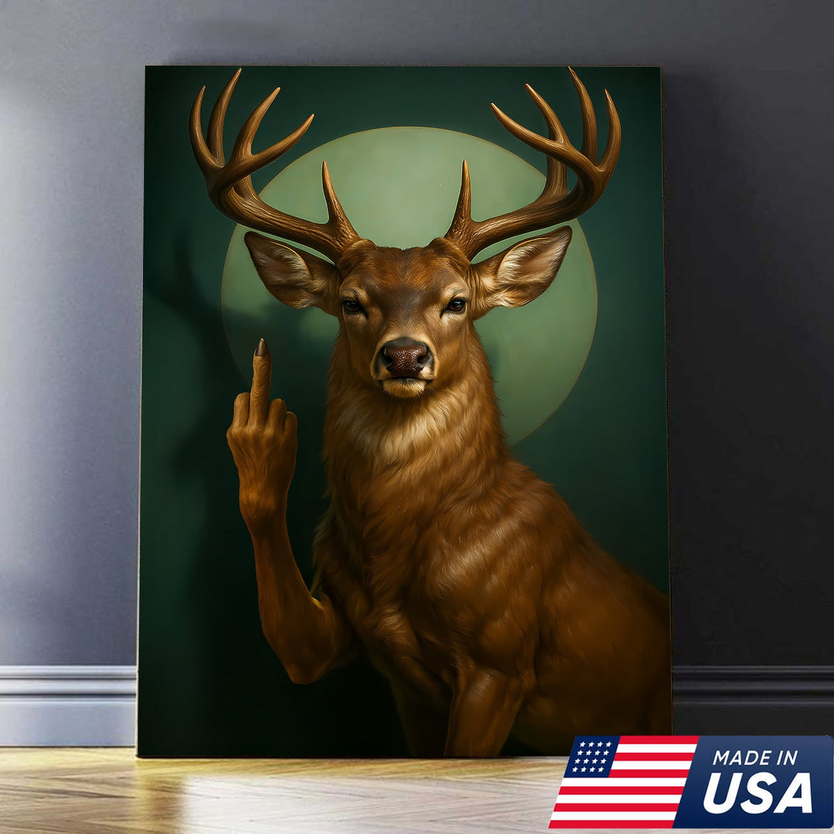Funny Fukin Deer Wall Art – Sarcastic Wildlife Canvas for Hunters, Man Cave & Cabin Decor