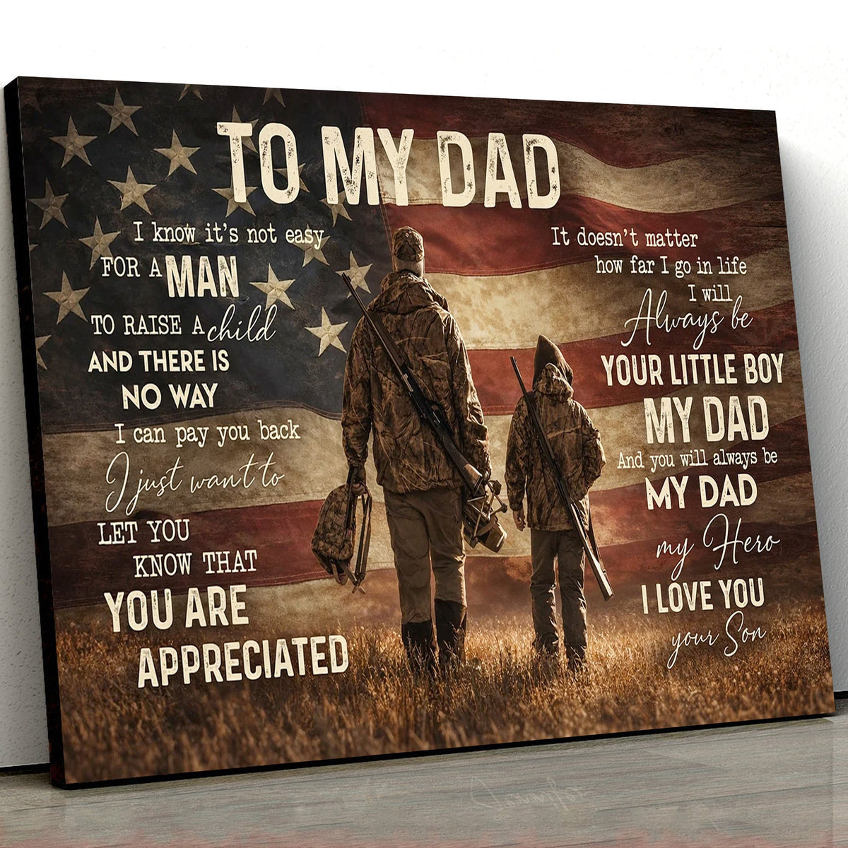 To My Dad Hunting Canvas Wall Art – Father and Son Deer Hunting Gift