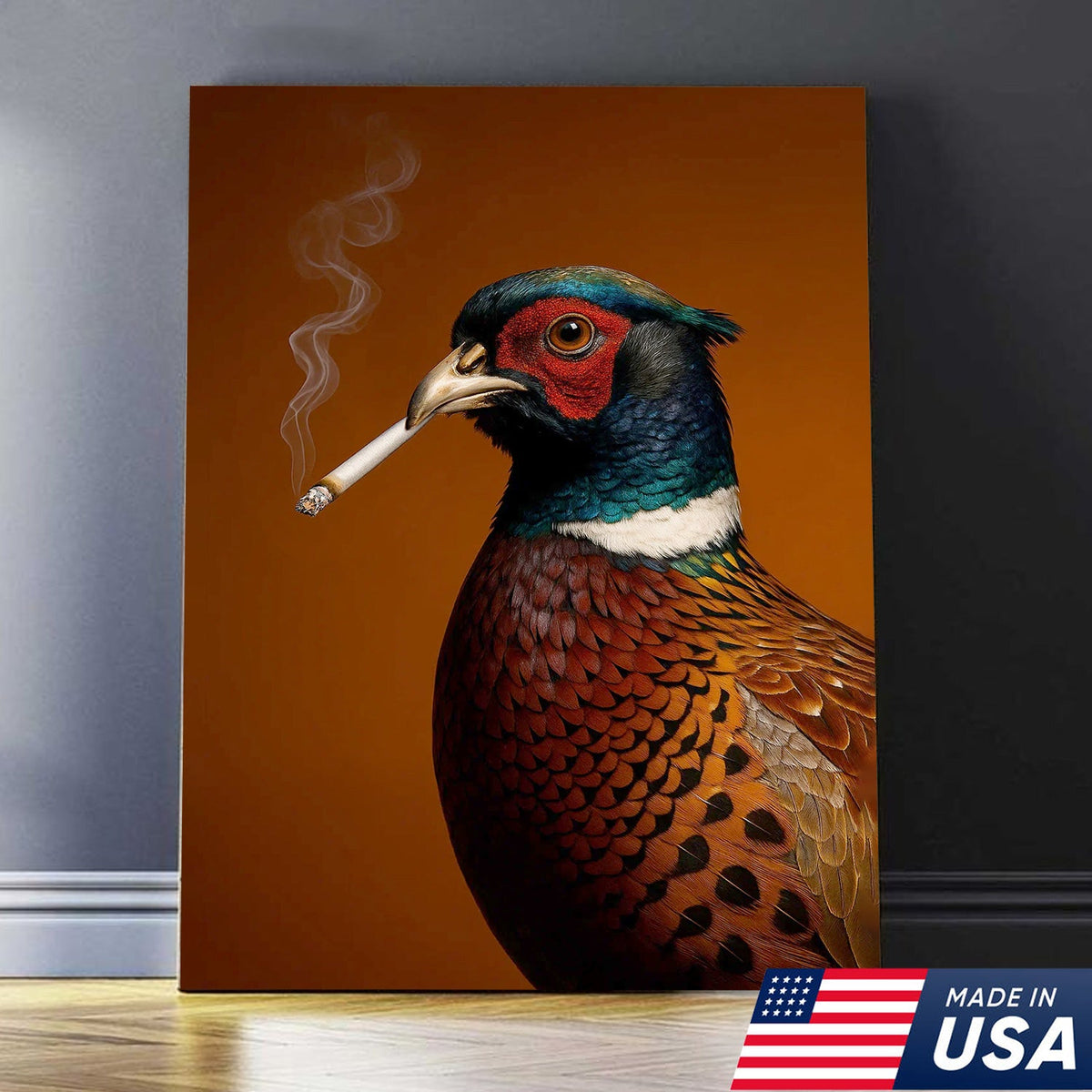 Pheasant Canvas Wall Art – Vibrant Rustic Wildlife Decor for Cabin, Lodge & Hunting Enthusiasts