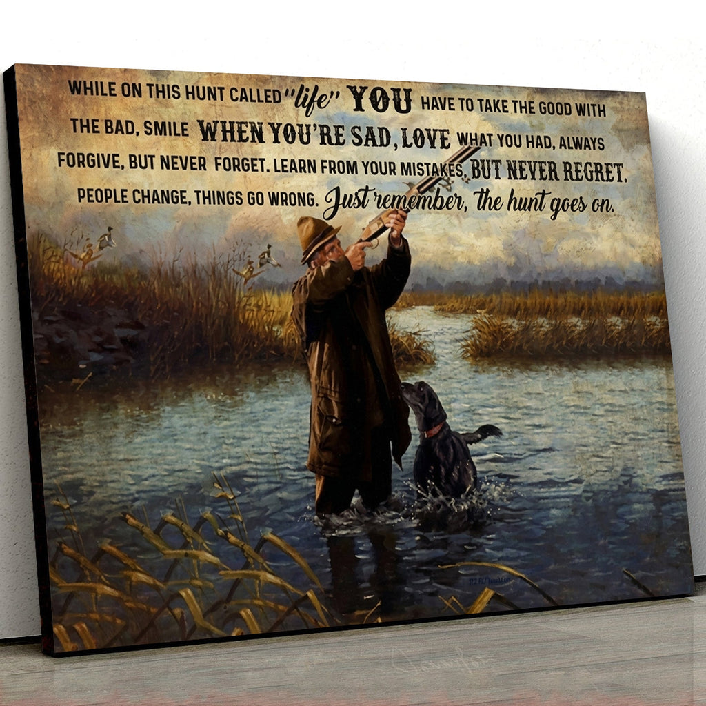 Hunting Life Canvas Wall Art – Motivational Hunting Quote Decor for Hunters