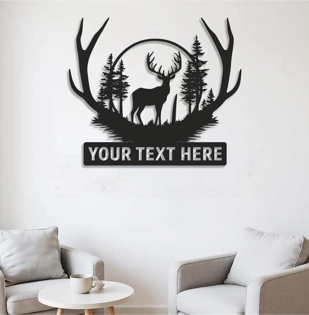 Personalized Deer Antler Metal Sign WITH LED/WITHOUT LED, Custom Name Buck Light