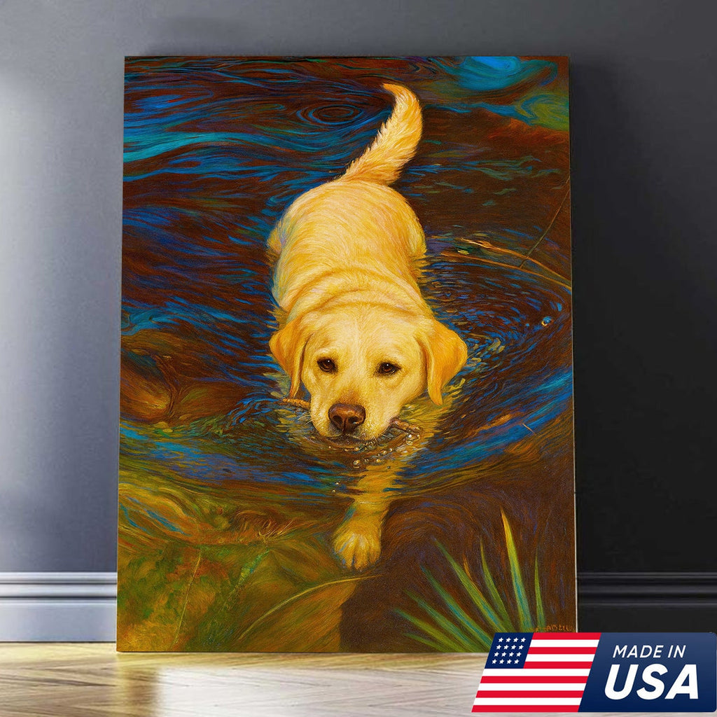 Yellow Labrador Retriever Wall Art – Dog Lover Gift, Pet Decor Canvas for Home & Cabin Style