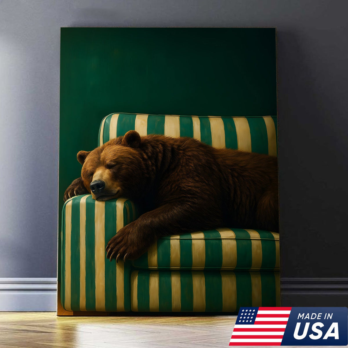 Funny Bear Canvas Wall Art – Rustic Cabin Decor & Perfect Gift for Hunters or Outdoorsmen