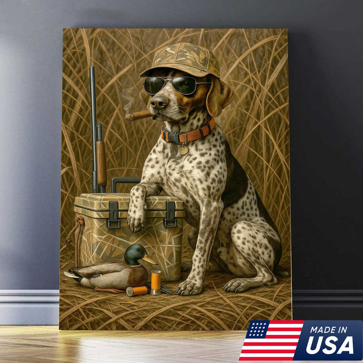 Hunting Dog Canvas Wall Art, Duck Hunter Retriever with Gear