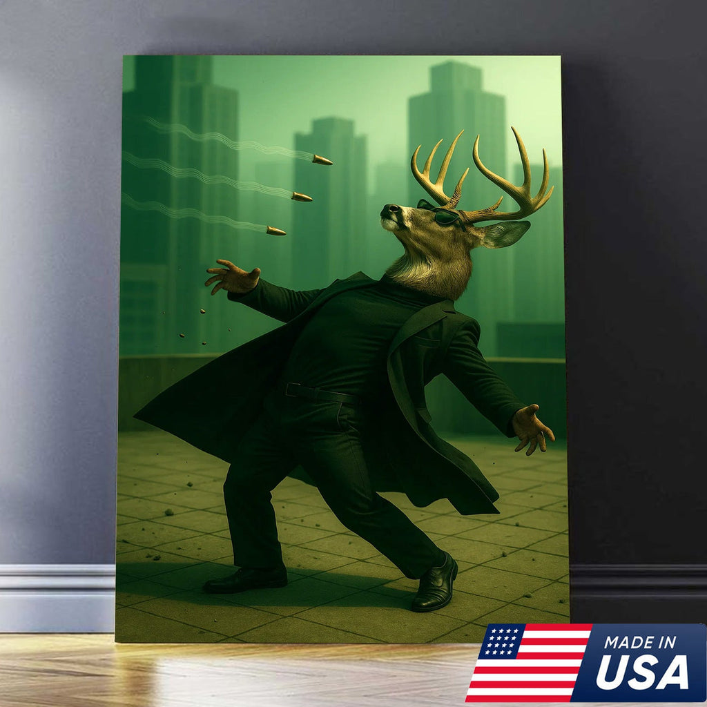 Cool Deer Wall Art Canvas, Buck Dodging Bullets in Long Coat product image 5