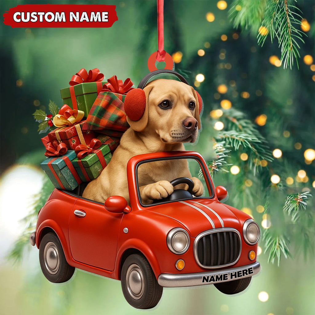 Personalized Funny Dog Driving Car Acrylic Christmas Ornament - 3D Christmas Decor Gift for Hunters & Outdoorsmen