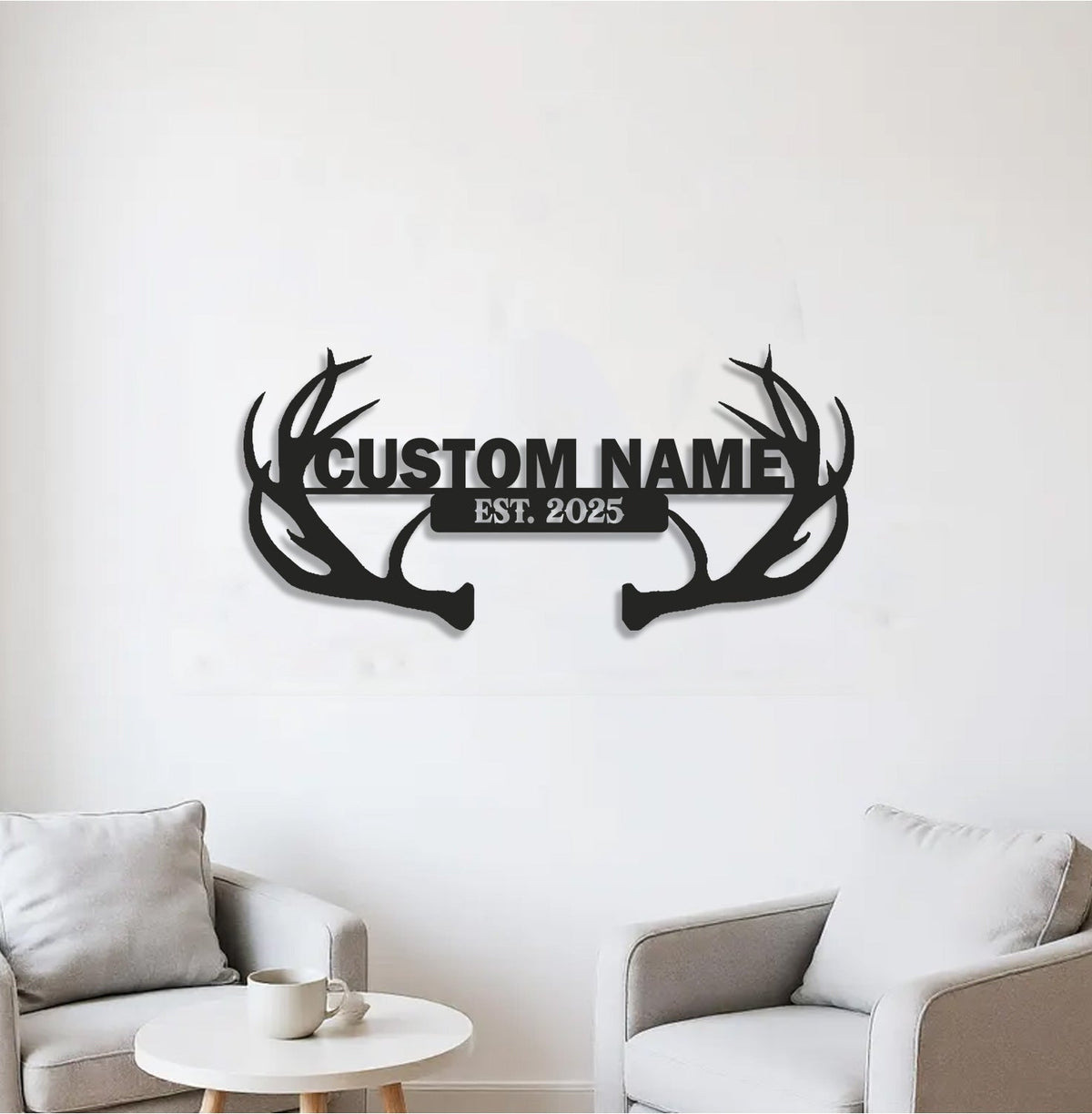 Personalized Deer Antler Metal Sign WITH LED/WITHOUT LED - Rustic Cabin Name Sign