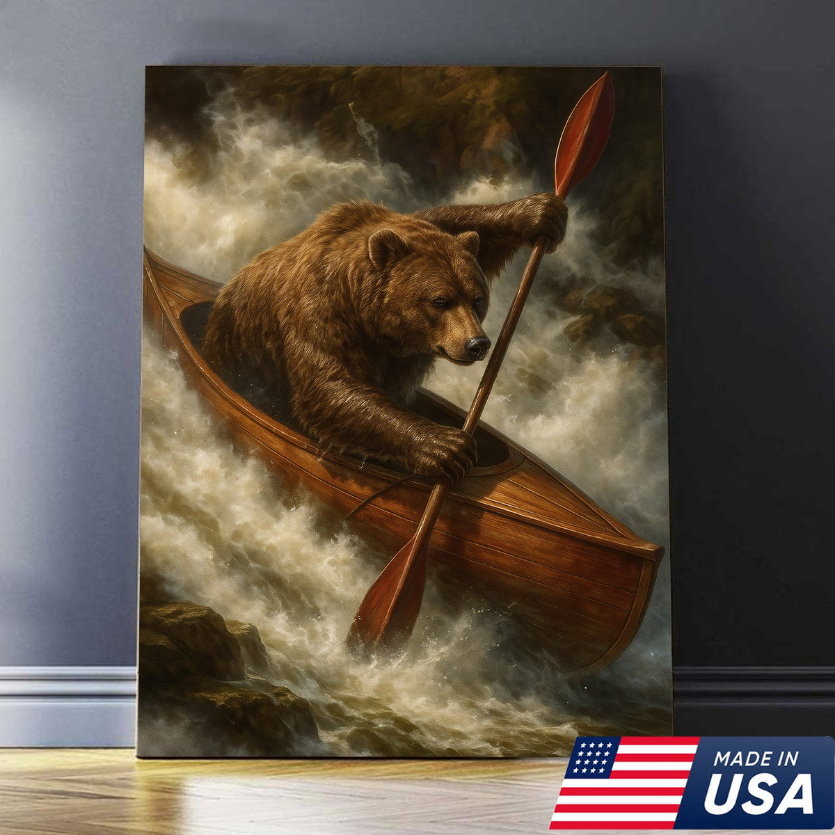 Bear Kayak Adventure Canvas – Epic Wall Art Gift for Outdoor Lovers, Campers & Adventurers
