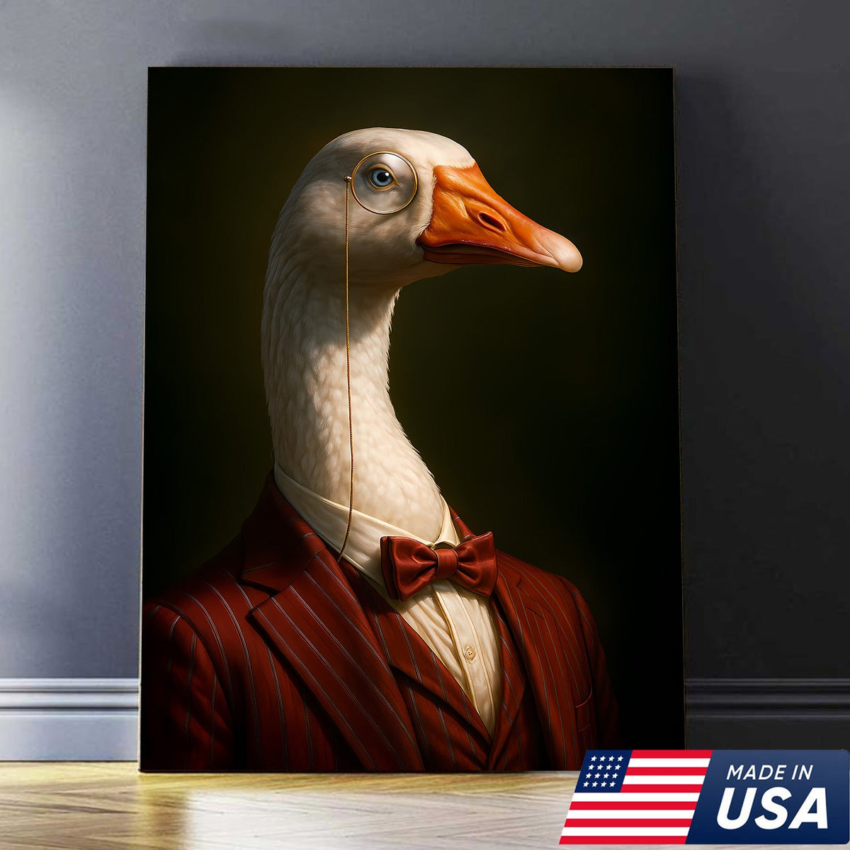 Gentleman Goose Wall Art Canvas - Fancy Goose Portrait, Vintage Animal Decor