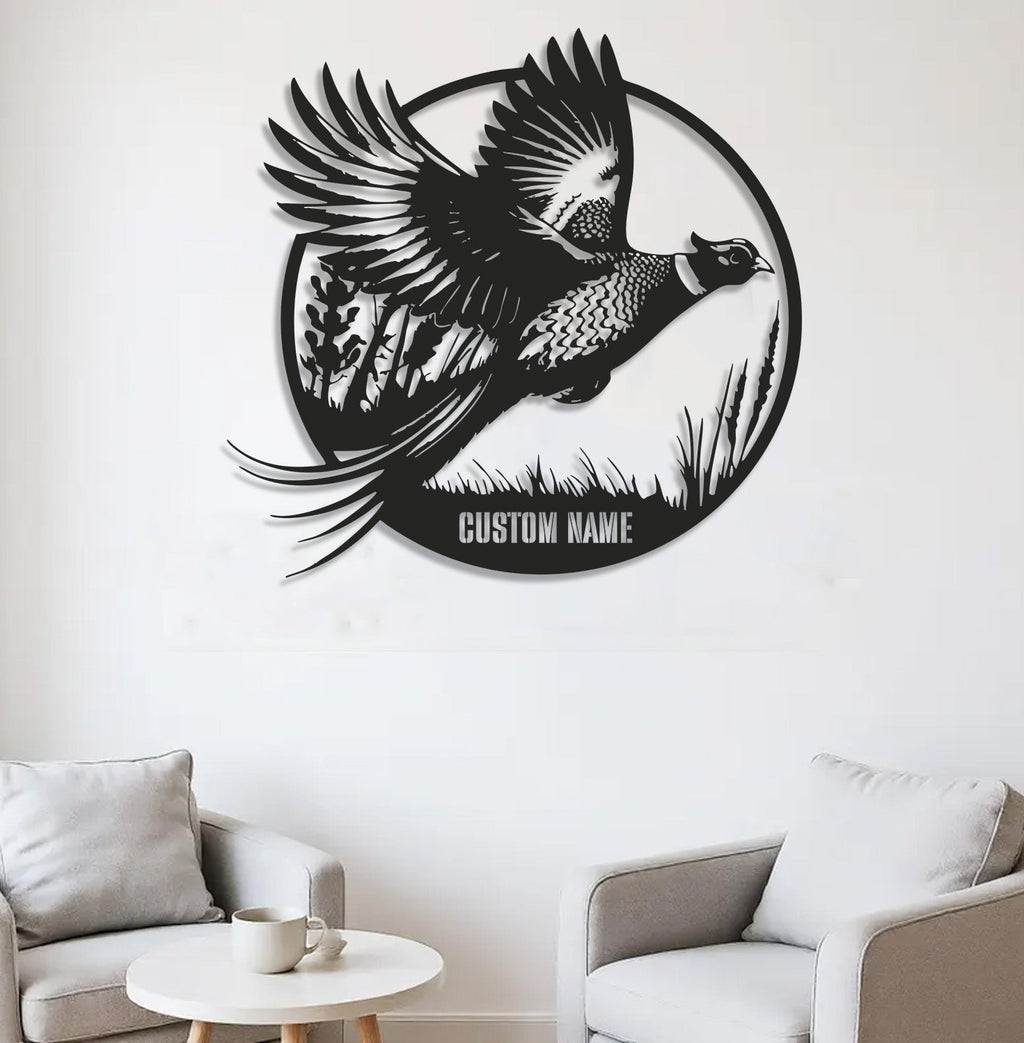 Personalized Pheasant WITH/WITHOUT Led Light Metal Sign – Custom Hunting Decor for Home