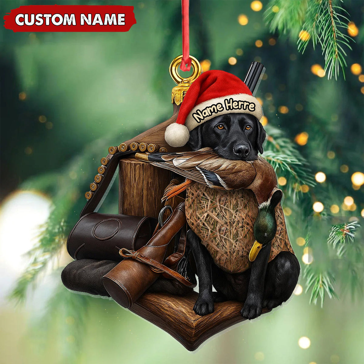 Personalized Duck Hunting Dog Ornament, Custom Name Christmas Gift for Hunters