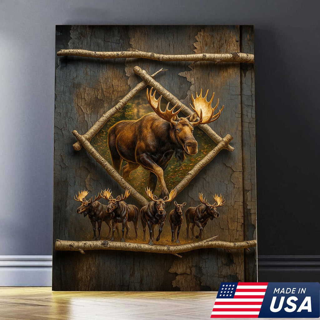 Majestic Moose Canvas Wall Art – Rustic Cabin Decor & Perfect Gift for Hunters