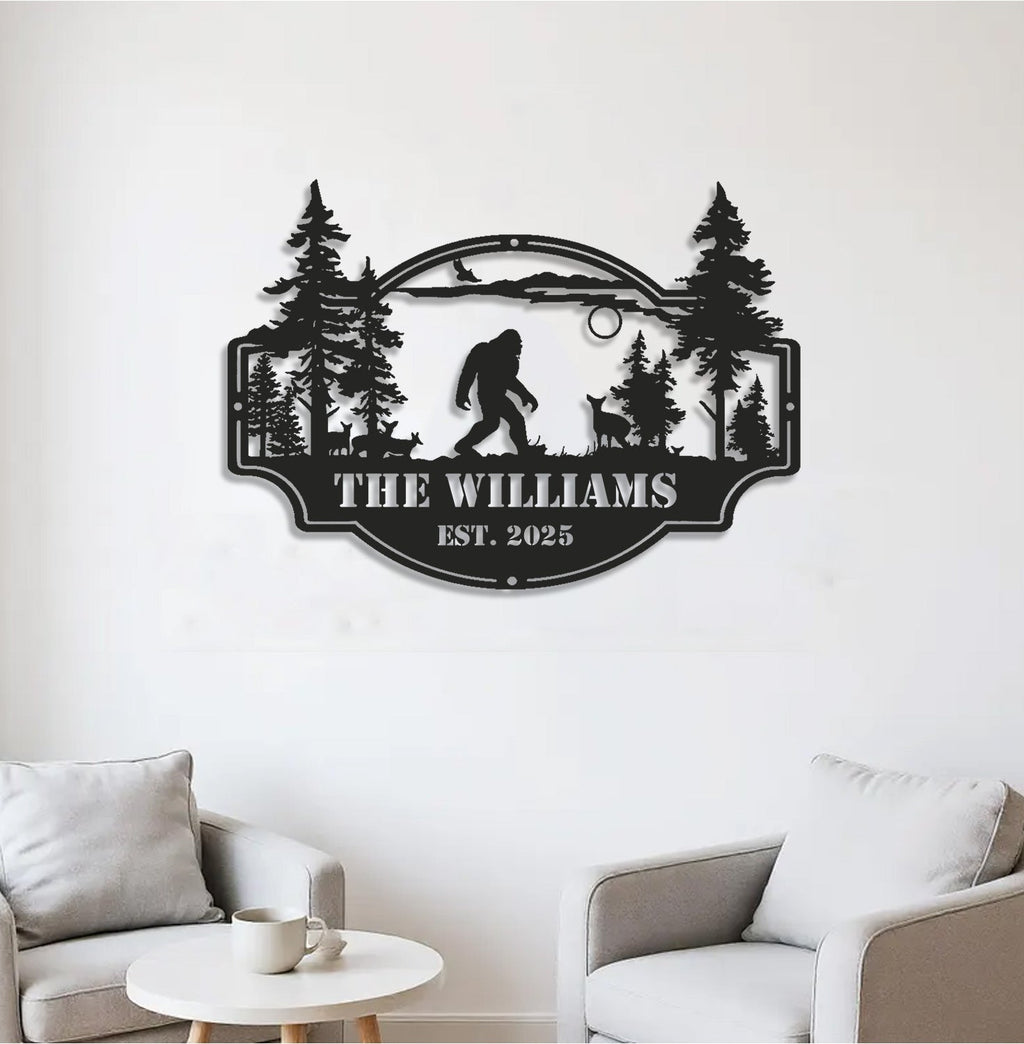 Personalized Bigfoot Metal Sign WITH LED/WITHOUT LED – Custom Name Sasquatch Wall Art
