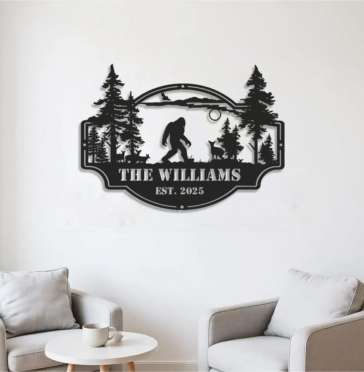 Personalized Bigfoot Metal Sign WITH LED/WITHOUT LED – Custom Name Sasquatch Wall Art