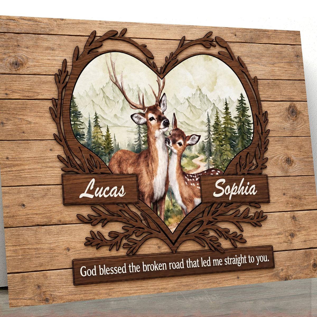 Personalized Deer Heart Love Canvas