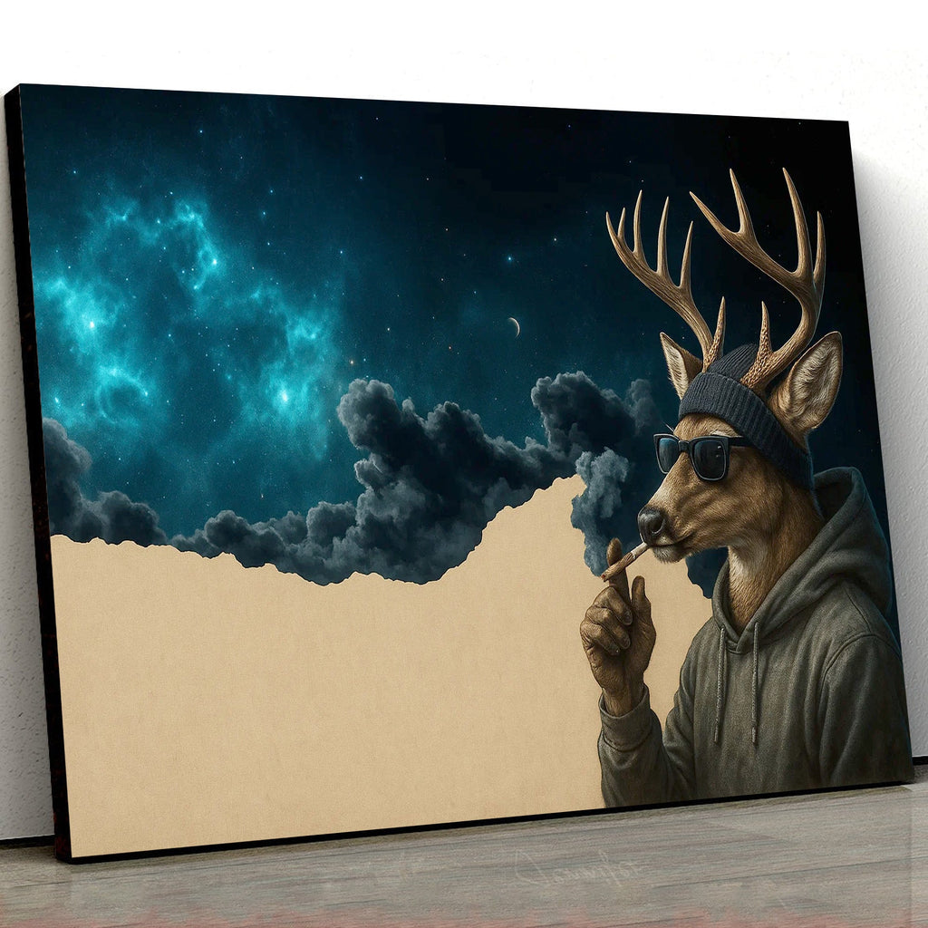 Cool Deer Canvas Art – Hipster Buck in Hoodie with Night product image 5