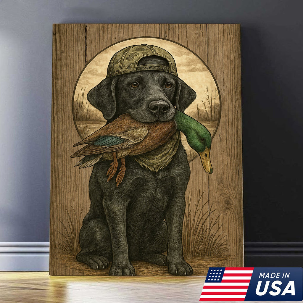 Duck Hunting Dog Still Life Canvas – Rustic Cabin Wall Art for Hunters & Outdoorsmen