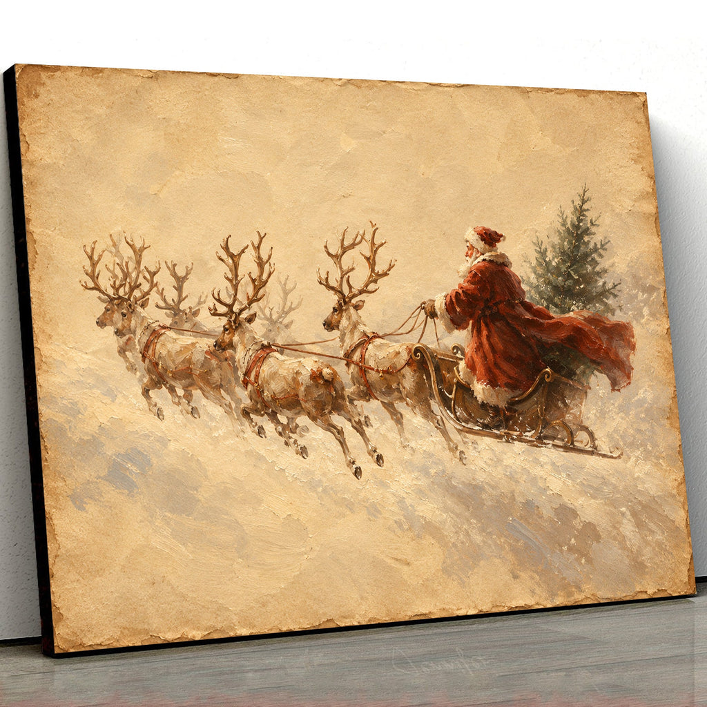 Vintage Santa Sleigh Canvas