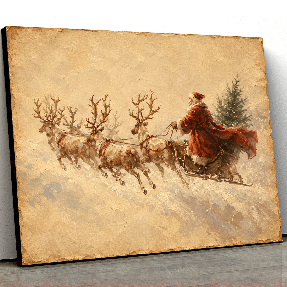 Vintage Santa Sleigh Canvas