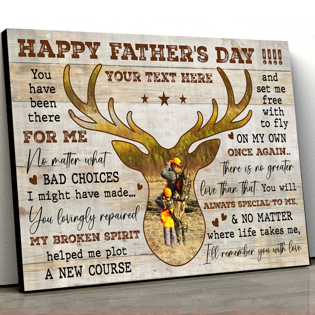 Personalized Happy Father's Day Hunting Canvas – Custom Gift for Dad Hunter, Deer Hunting Wall Art