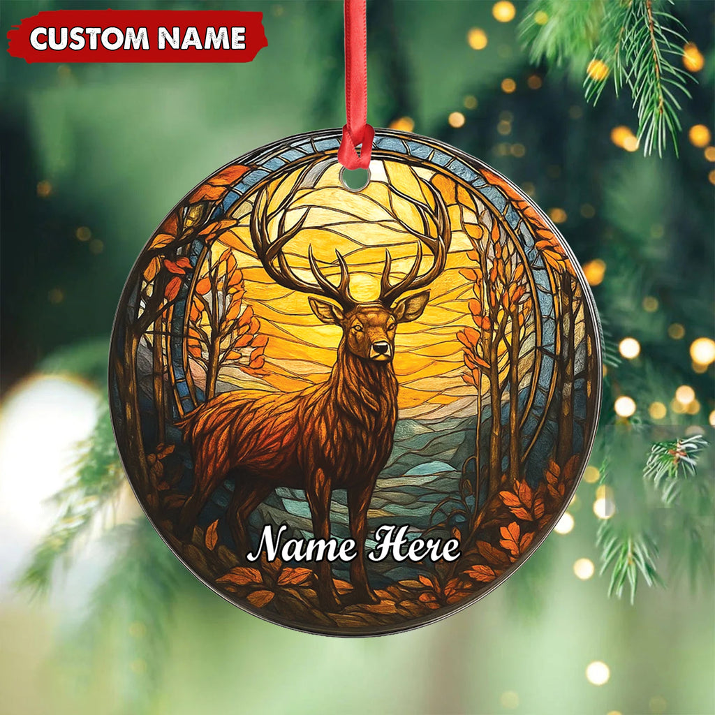Personalized Deer Ornament, Custom Name Christmas Decoration, Rustic Woodland Animal Ornament for Holiday Tree