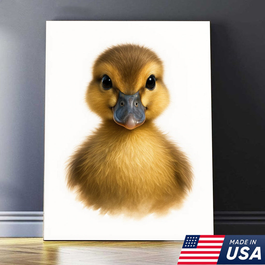 Minimalist Duckling Canvas Wall Art, Cute Baby Duck Portrait, Modern Animal Nursery Print