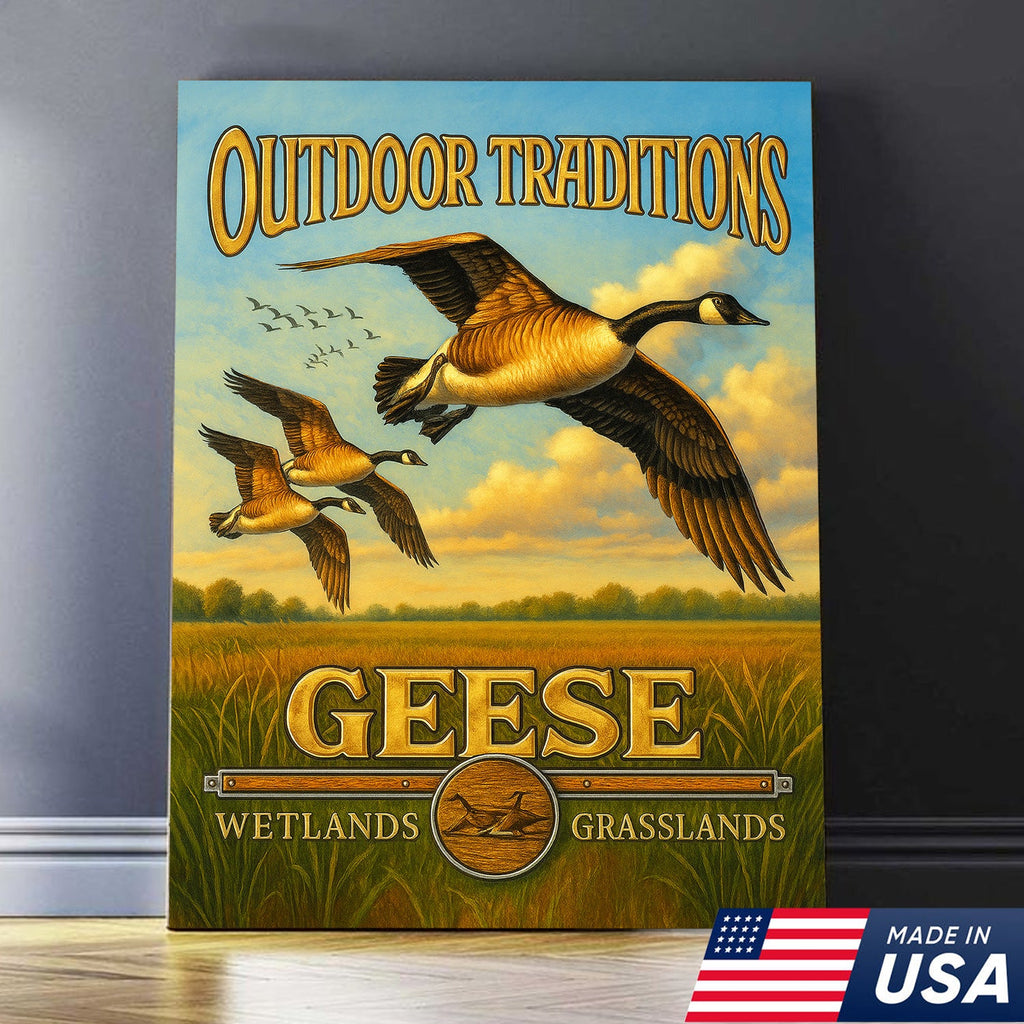 Geese Hunting Canvas Wall Art – Rustic Wildlife Wetlands Decor Gift for Hunters & Bird Lovers