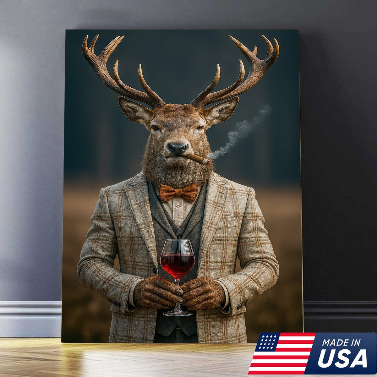 Gentleman Deer Portrait Canvas – Rustic Lodge Wall Art for Hunters & Outdoorsmen