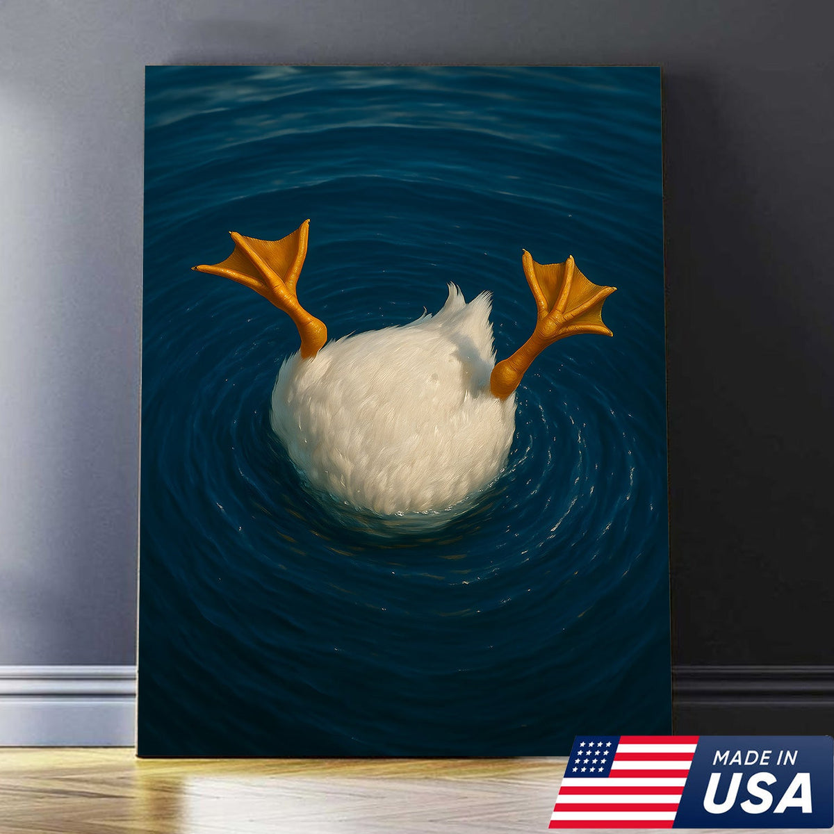 Funny Diving Duck Canvas Wall Art – Hilarious Hunting Cabin & Farmhouse Décor Gift for Hunters