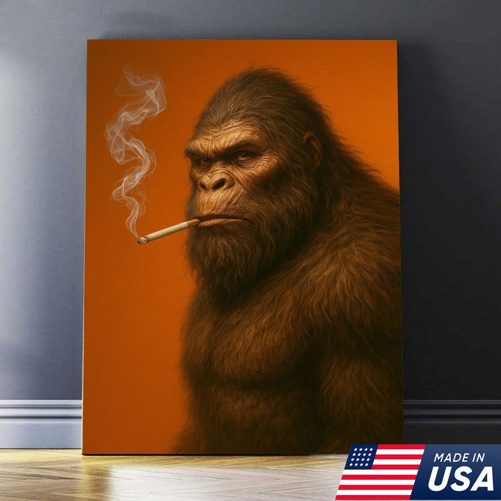 Bigfoot Canvas Wall Art – Mysterious Creature Print – Rustic Cabin and Lodge Wall Decor