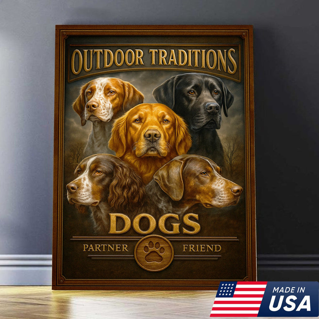 Outdoor Traditions Hunting Dog Canvas Wall Art – Rustic Cabin Decor & Gift for Hunters