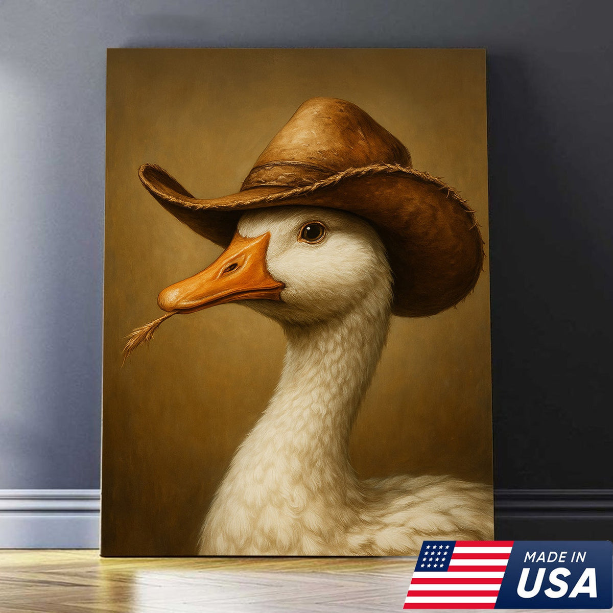 Cowboy Duck Canvas – Rustic Farmhouse & Cabin Wall Art Unique Gift for Dad or Hunter
