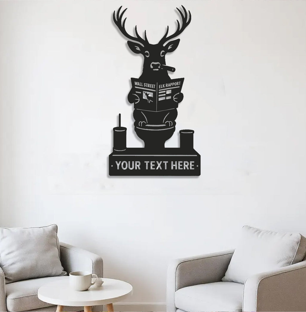 Personalized Deer Bathroom Humor Metal Sign WITH LED/WITHOUT LED, Rustic Hunting Cabin Wall Decor