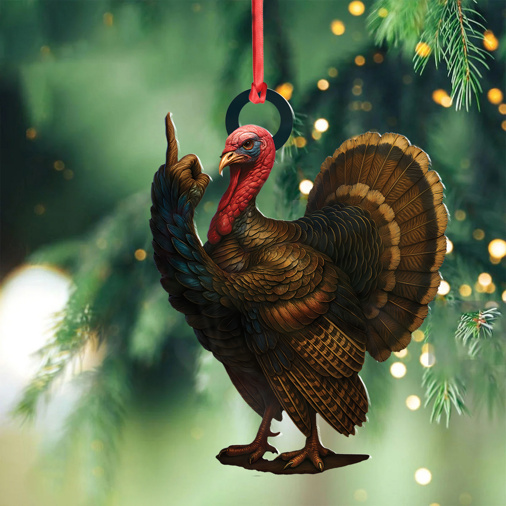 Personalized Funny Turkey Acrylic Ornament – Hilarious Christmas Decoration for Hunters