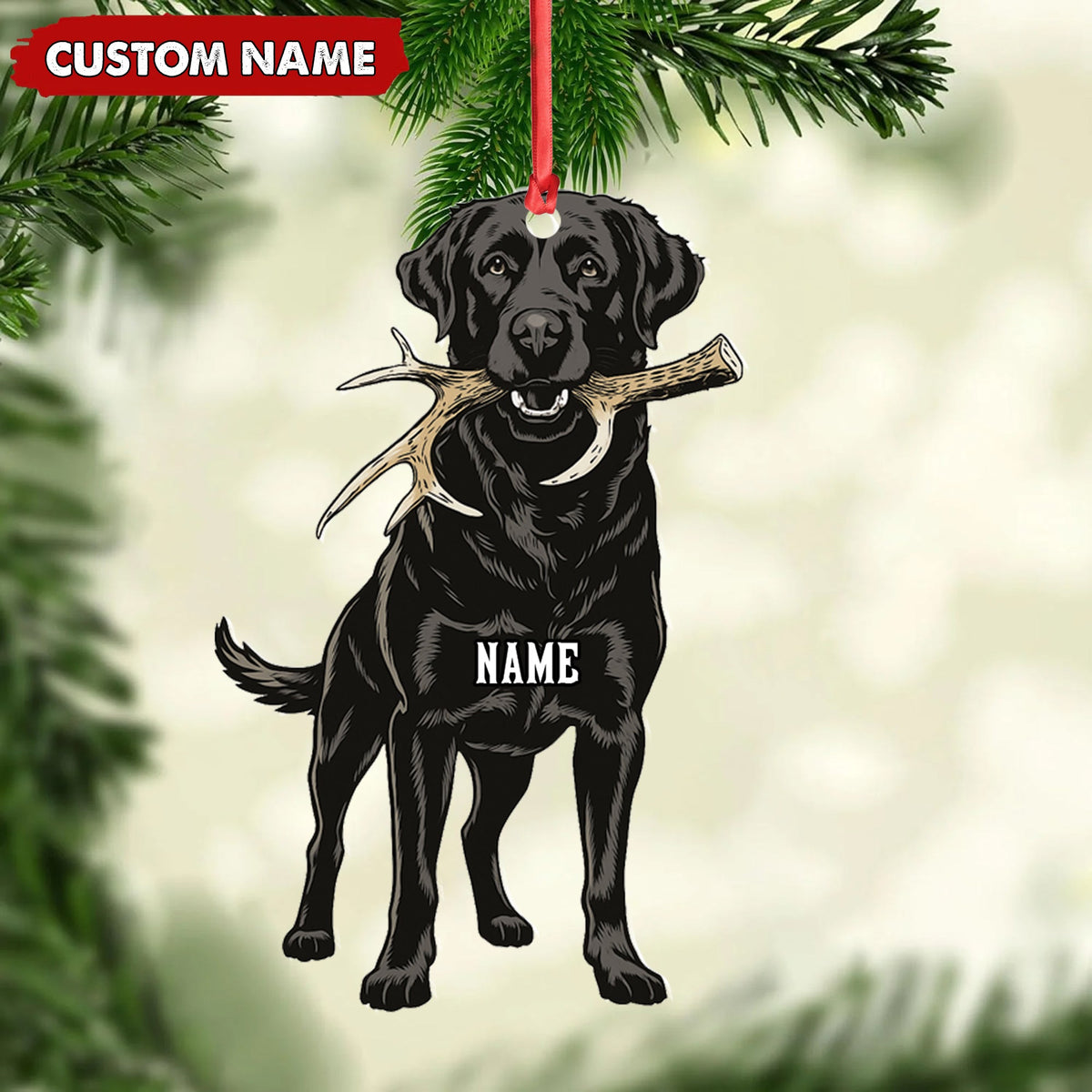 Personalized Black Lab Dog Christmas Ornament – Personalized Hunting Dog Acrylic Decor