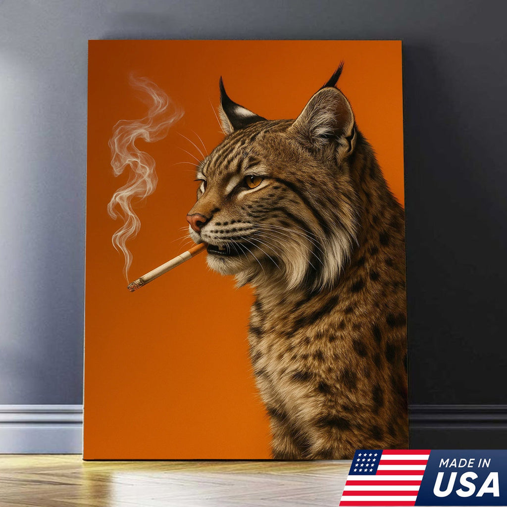Bobcat Canvas Wall Art – Rustic Wildlife Decor – Hunting Cabin Artwork – Mountain Lodge Wall Hanging