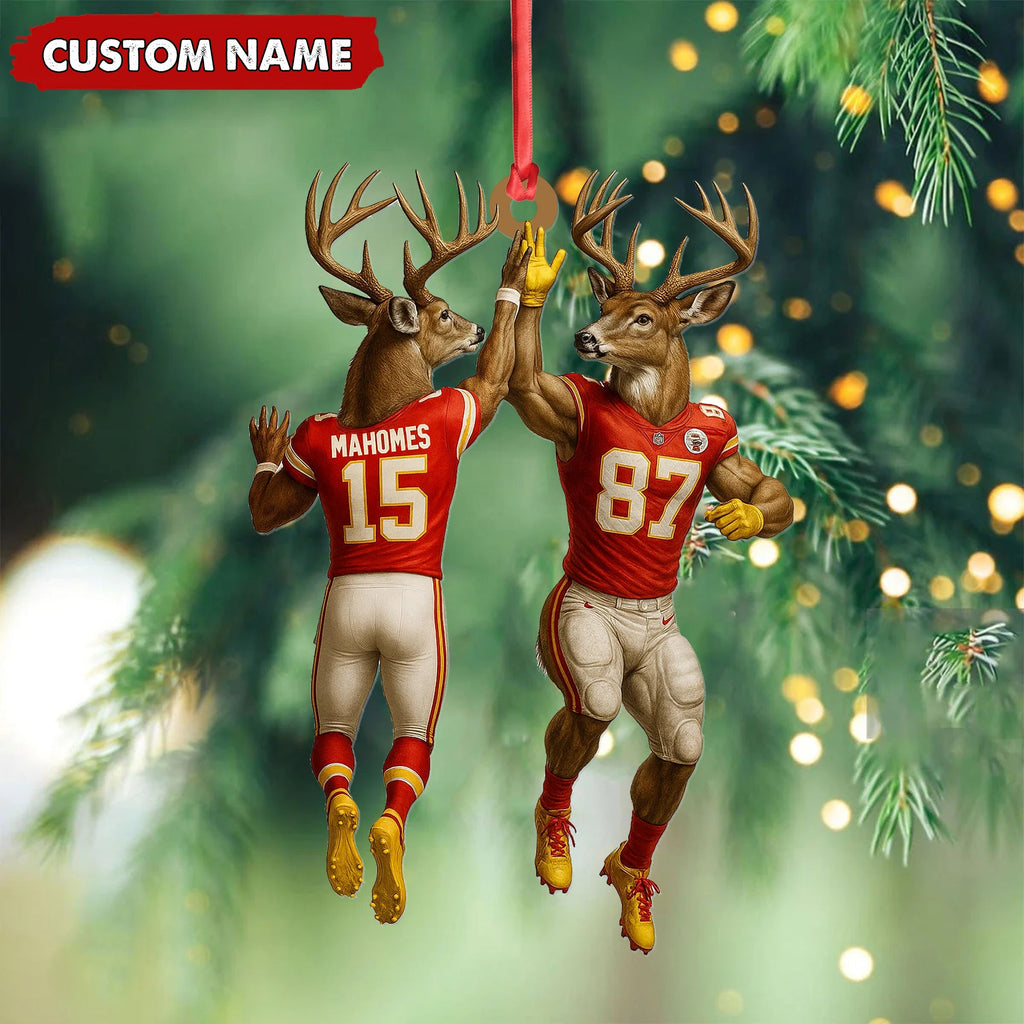 Personalized Football Christmas Ornament, Custom Name Deer product image 3