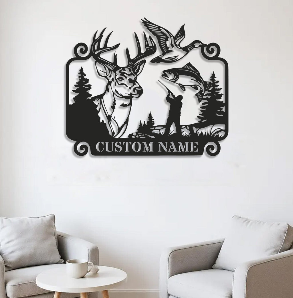 Personalized Hunting WITH/WITHOUT Led Light Metal Sign – Custom Deer, Duck & Fishing Wall Art