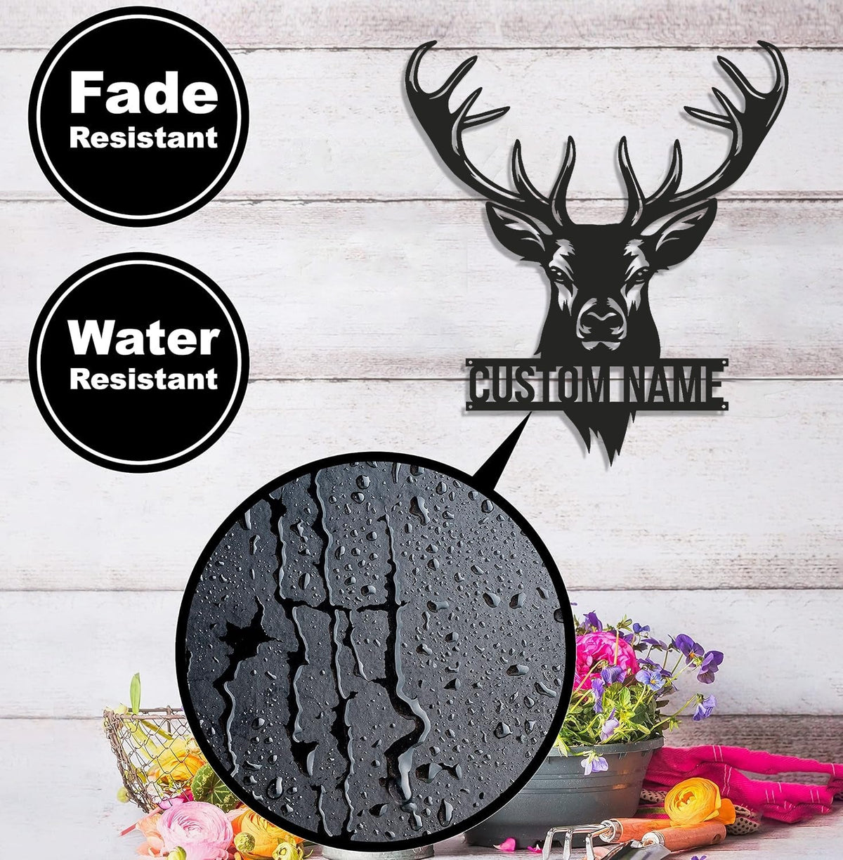 Personalized Deer Head Metal Sign WITH LED/WITHOUT LED – Rustic Hunting Cabin Wall Decor