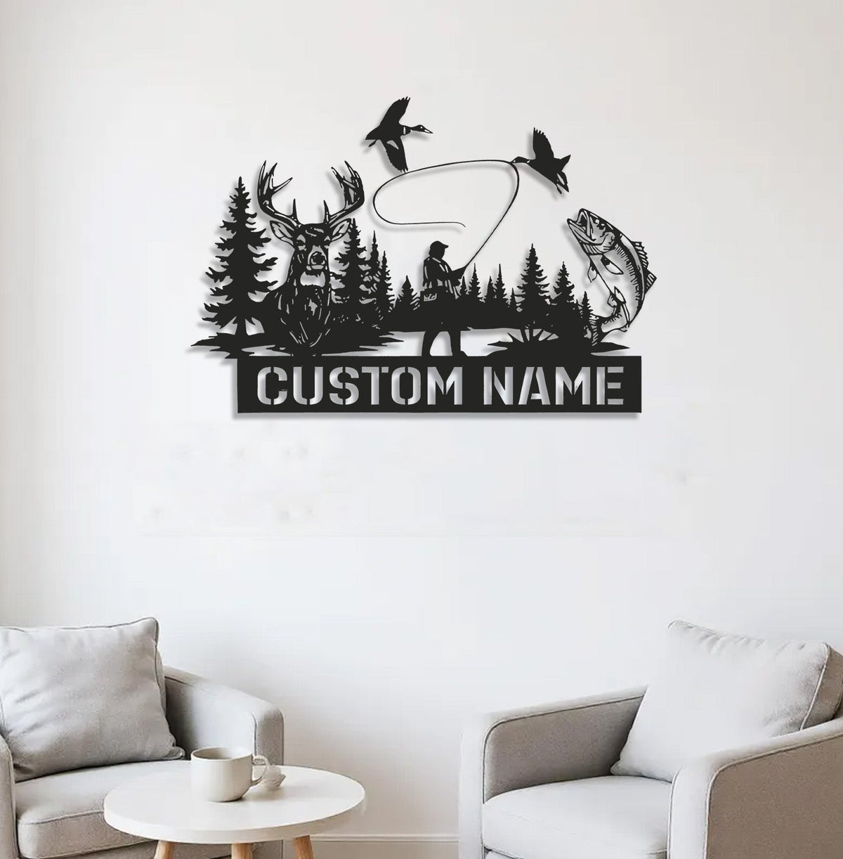Personalized Hunting WITH/WITHOUT Led Light Metal Sign – Personalized Deer, Duck & Fishing Wall Art