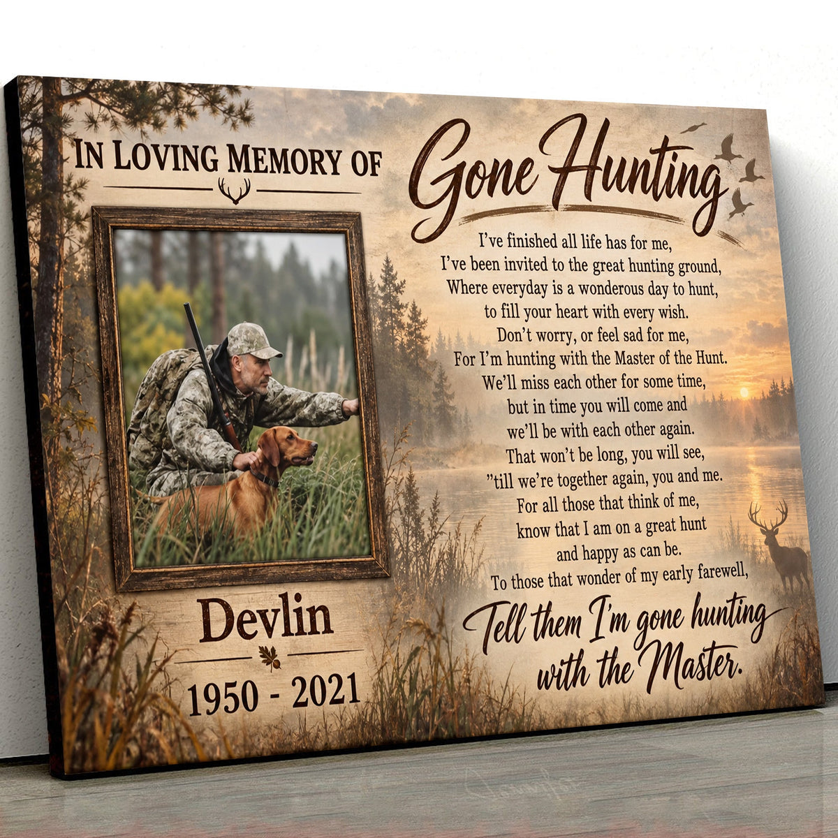 Personalized Hunting Tribute Canvas