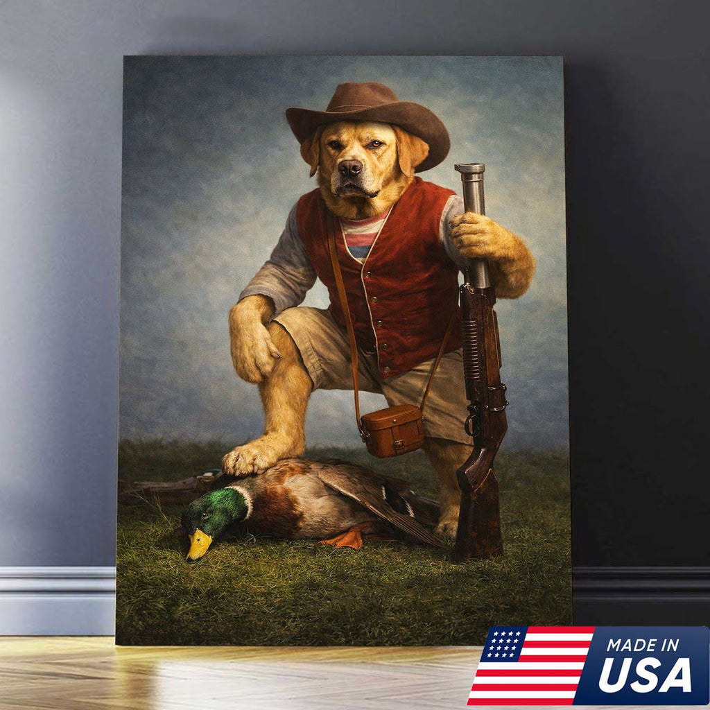 Funny Hunting Dog Canvas Wall Art Duck Hunter Dog Outdoor Decor