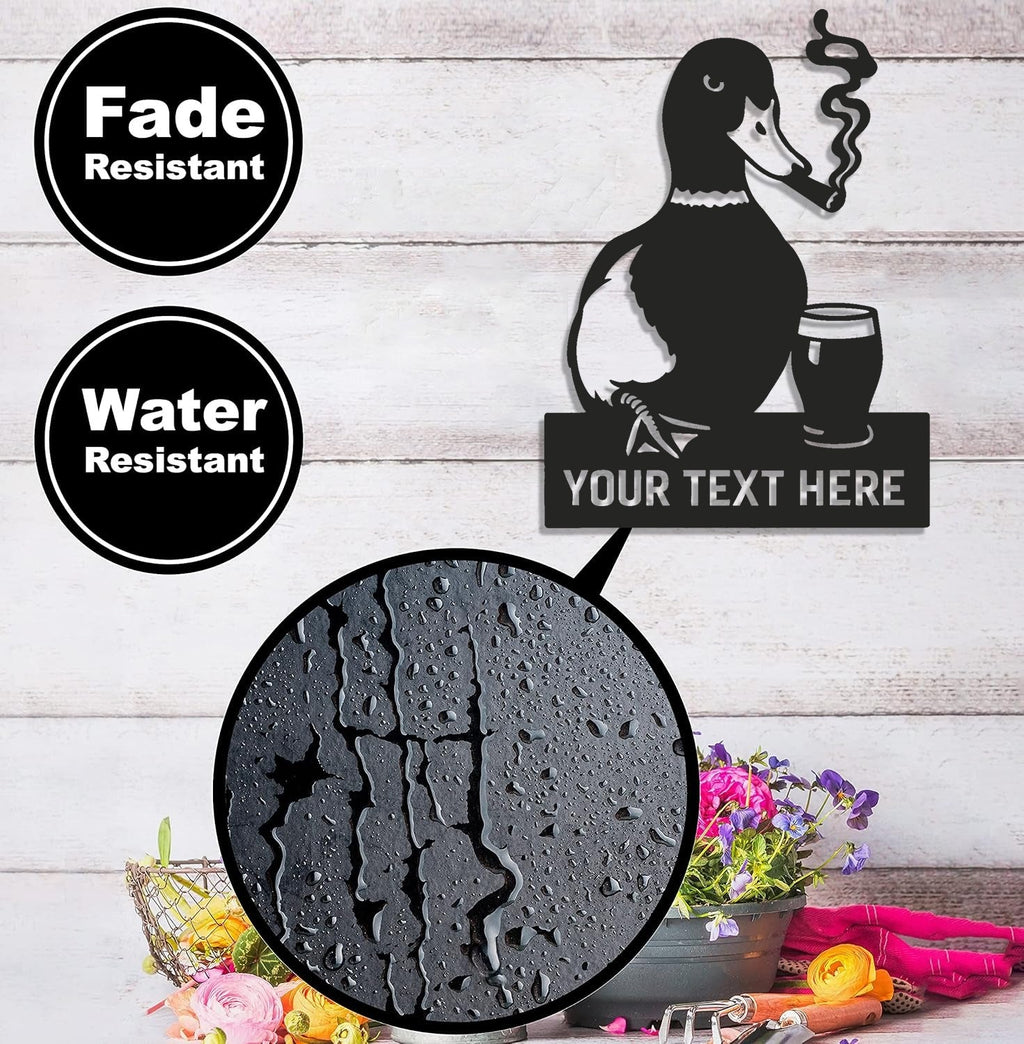 Personalized Funny Duck Metal Sign WITH LED/WITHOUT LED – Unique Hunting Lodge Wall Decor