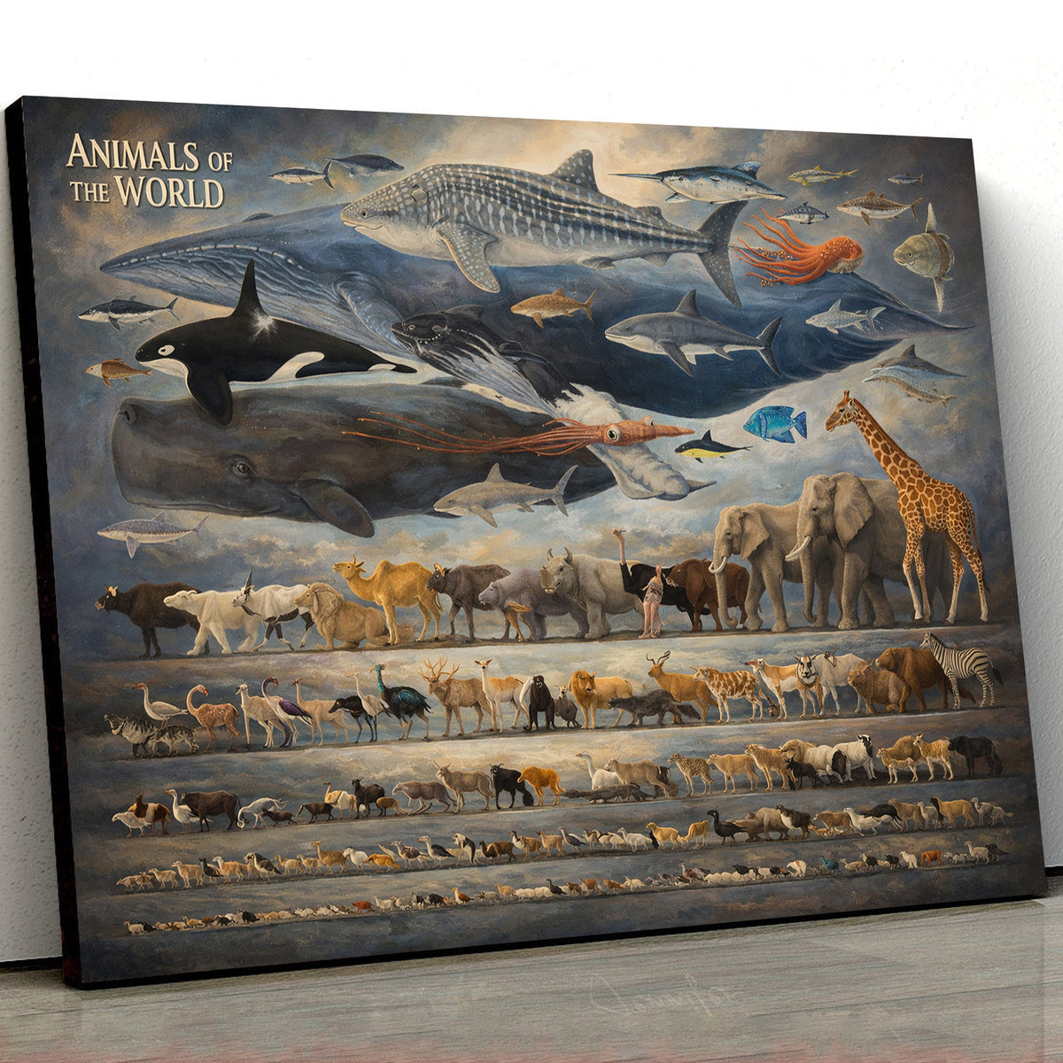 Animals Of The World Canvas – Educational Animal Chart Wall Art