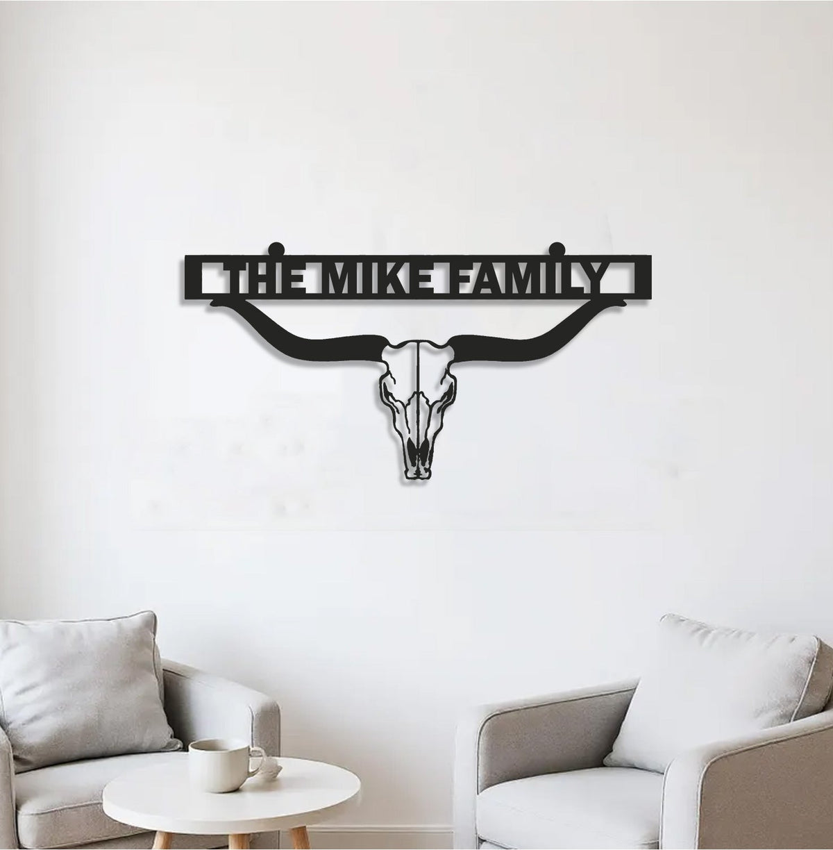 Personalized Metal Ranch Sign WITH LED/WITHOUT LED – Western Longhorn Skull Cowboy Decor