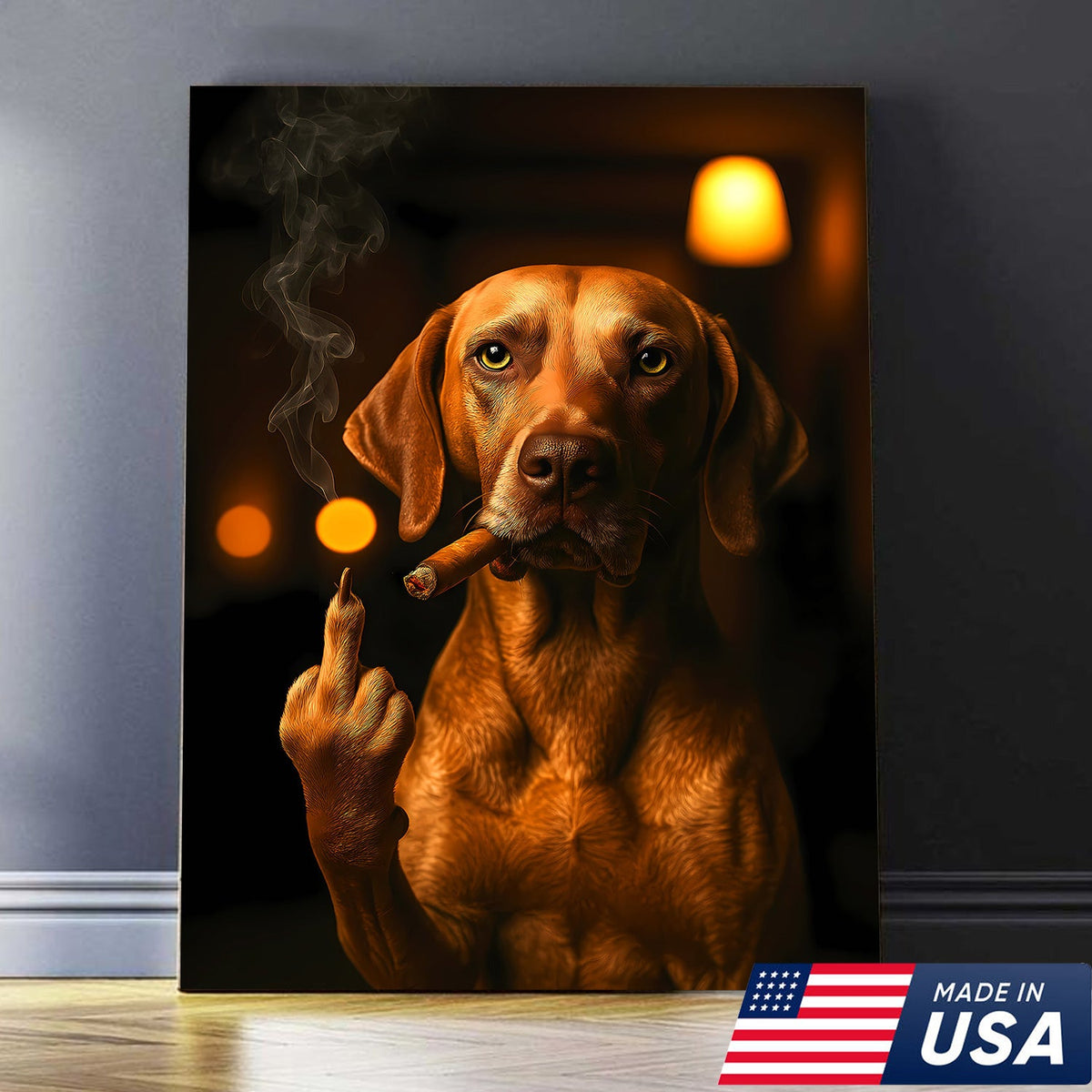 Funny Smoking Dog Canvas – Badass Gift for Hunters & Dog Lovers