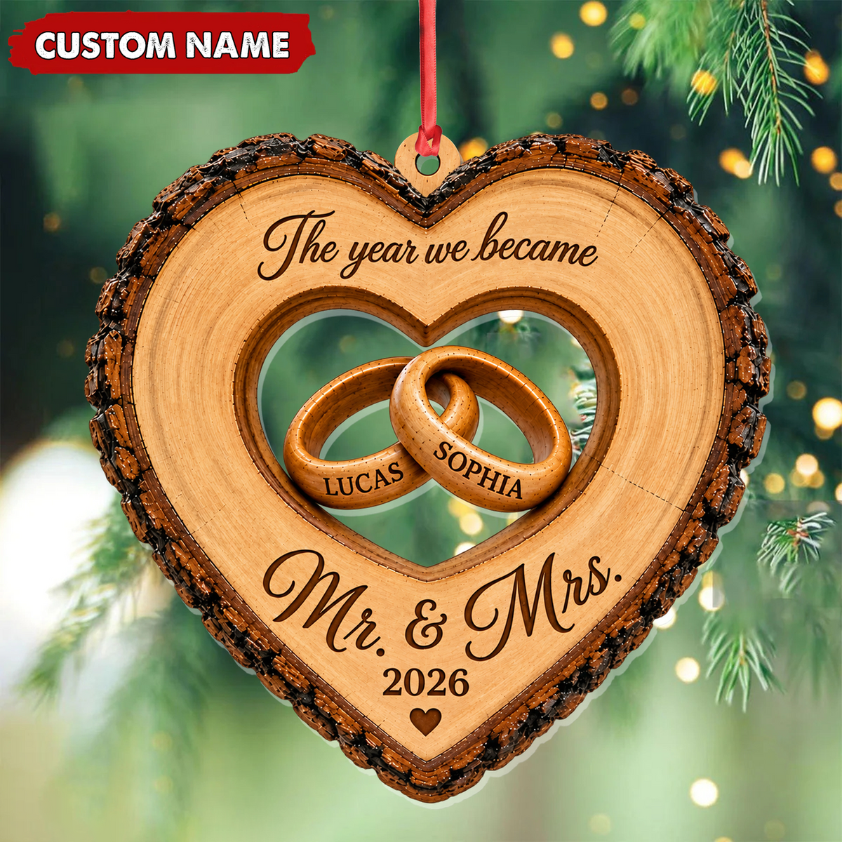 Personalized Mr and Mrs Christmas Ornament Custom Couple Wedding Keepsake