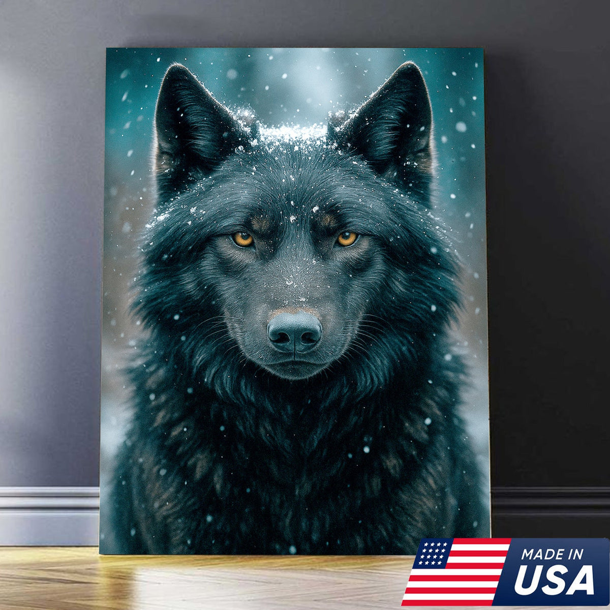Black Wolf Canvas Wall Art – Rustic Cabin Décor for Hunters, Lodge & Man Cave
