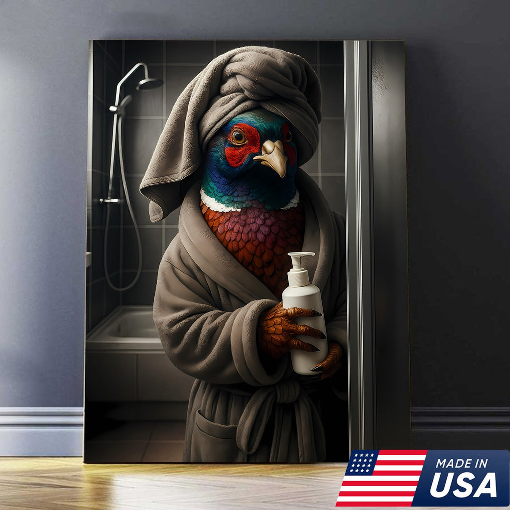 Funny Pheasant Bathroom Canvas – Hilarious Gift for Hunters & Outdoorsmen- Rustic Wall Art